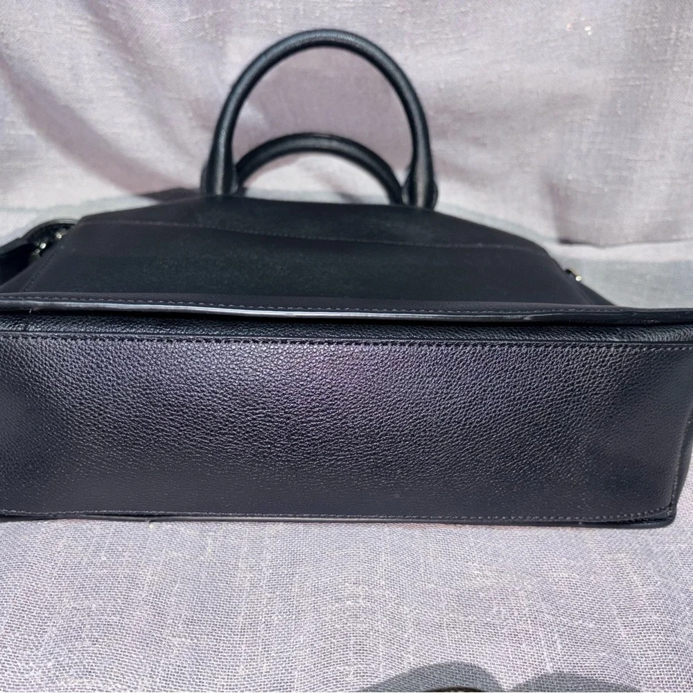 DKNY Black Leather Dome Satchel with Removable Strap
